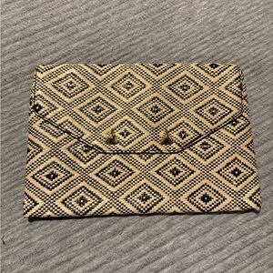 Stella & Dot Black and Tan Diamond Pattern Clutch